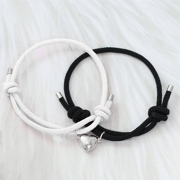 Pulsera de fuerza de cuerda de pareja magnética de amor de 2 piezas