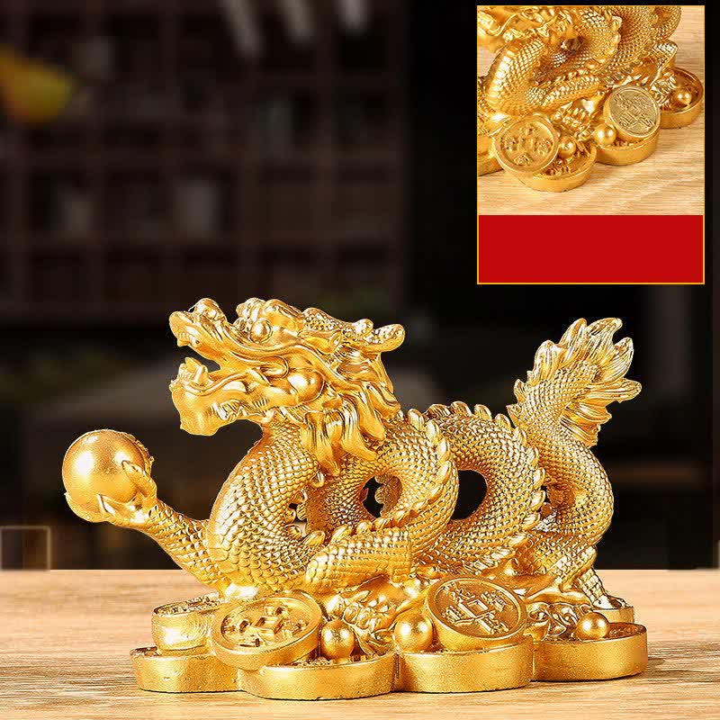 Buddha Stones Feng Shui Dragón Moneda de Cobre Riqueza Éxito Suerte Decoración