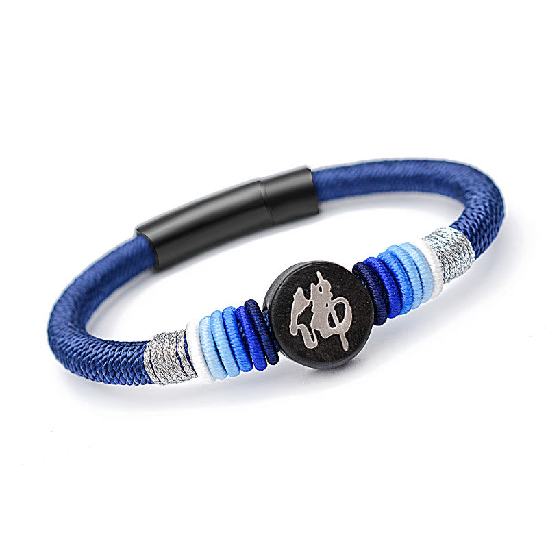 Pulsera de cuerda hecha a mano de ébano con personaje de Buda de Buddha Stones