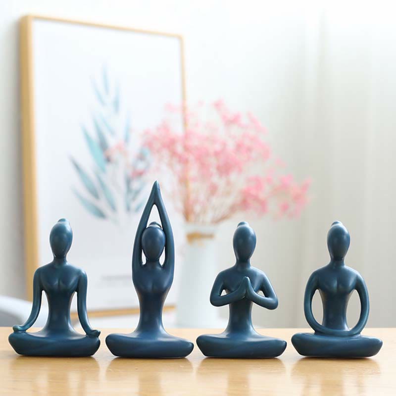 Decoración espiritual de la escultura de la estatuilla de la cerámica del ejercicio de la meditación del yoga abstracto - image 1