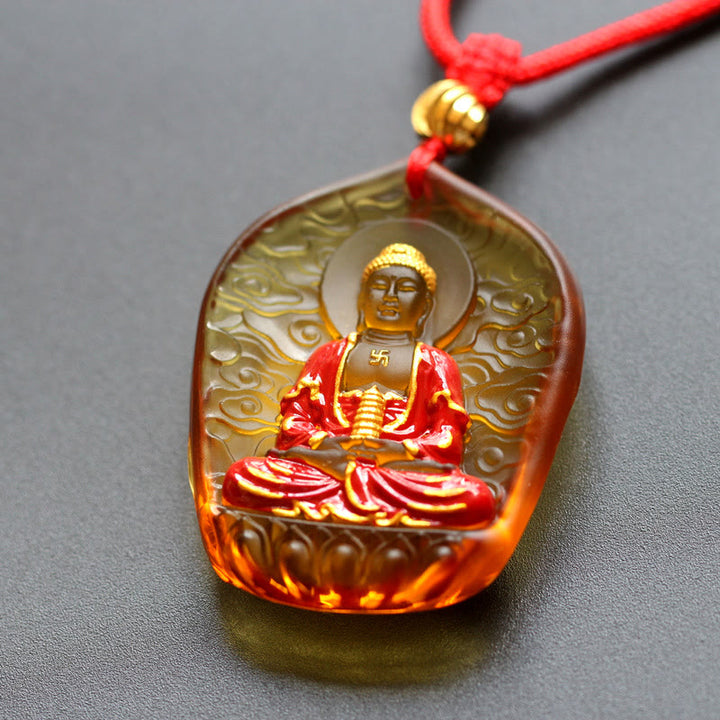 Buddha Stones Tíbet Medicina Buda Liuli Cristal Compasión Collar Colgante - Buda de la Medicina de las Nubes Auspiciosas - image 6