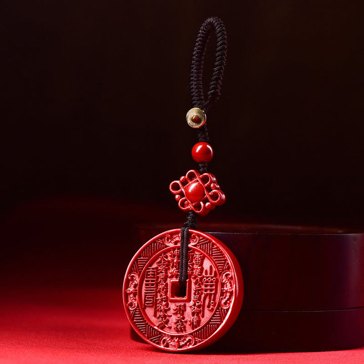 Buddha Stones cinabrio Natural fantasmas de montaña gastar dinero Bagua bendición collar colgante llavero