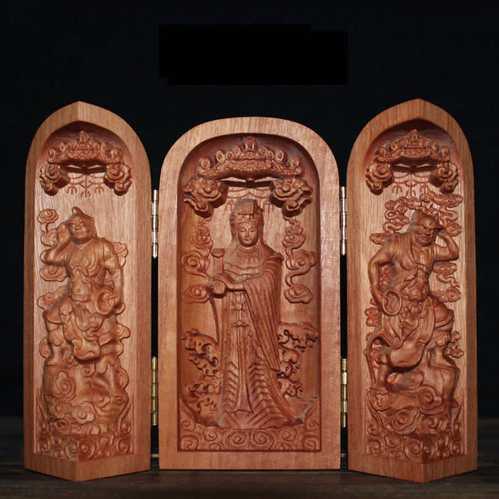 Avalokitesvara Kwan Yin Buda Cerezo Madera Compasión Decoración del Hogar Altar