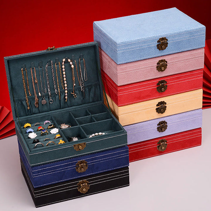 Caja organizadora de joyería de diseño Simple con Buddha Stones, caja de almacenamiento de joyería de franela de una sola capa con cerradura - image 13