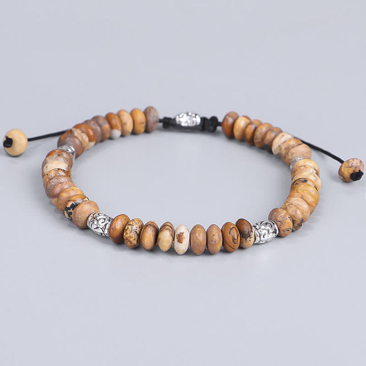 Pulsera de hilo con cuentas positivas de jaspe con imagen