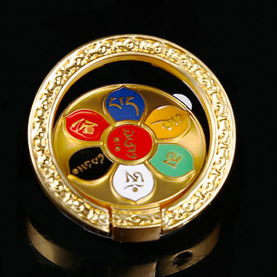 Soporte de anillo para teléfono tibetano Om Mani Padme Hum Peace, decoraciones universales para teléfono