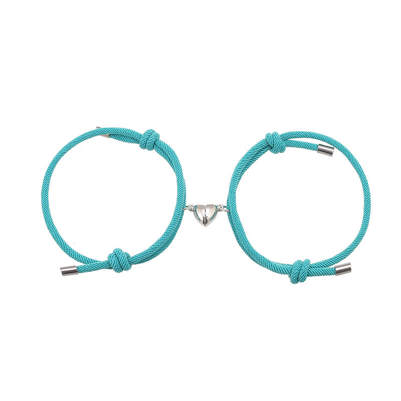 Pulsera de fuerza de cuerda de pareja magnética de amor de 2 piezas