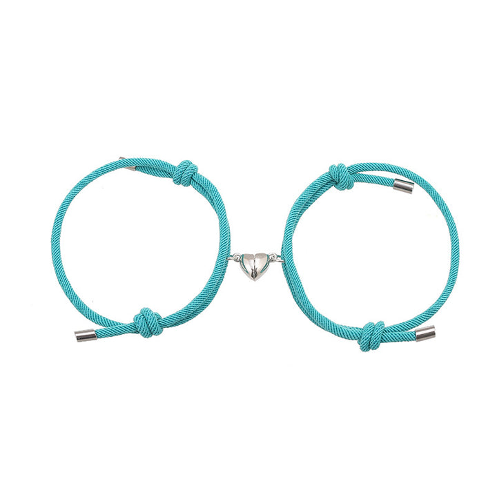 Pulsera de fuerza de cuerda de pareja magnética de amor de 2 piezas