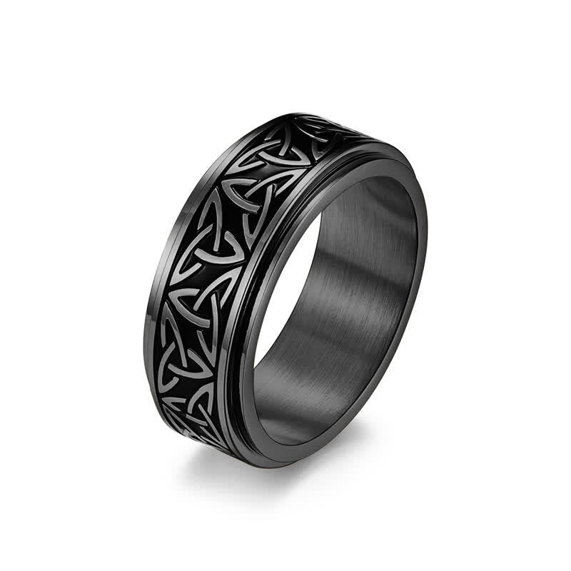 Anillo giratorio calmante de acero titanio Triquetra con nudo triangular de Buddha Stones