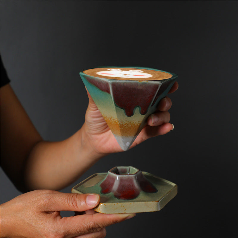 Taza de café y té de cerámica con diseño hexagonal de Buddha Stones, taza de café con base de 170ml
