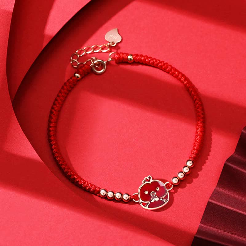 Pulsera de hilo rojo con Buddha Stones de plata de ley 925, zodíaco chino, suerte, fe, decoloración