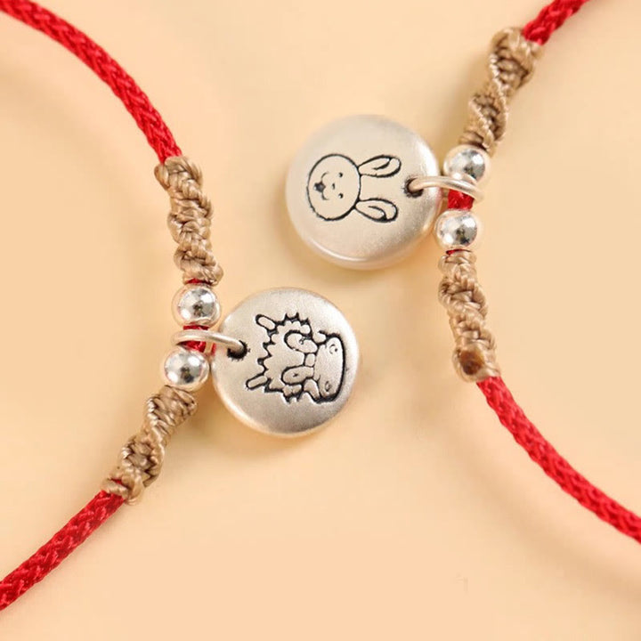 Pulsera trenzada de la suerte del zodíaco chino, hecha a mano, de plata de ley 999 con Buddha Stones, año del dragón