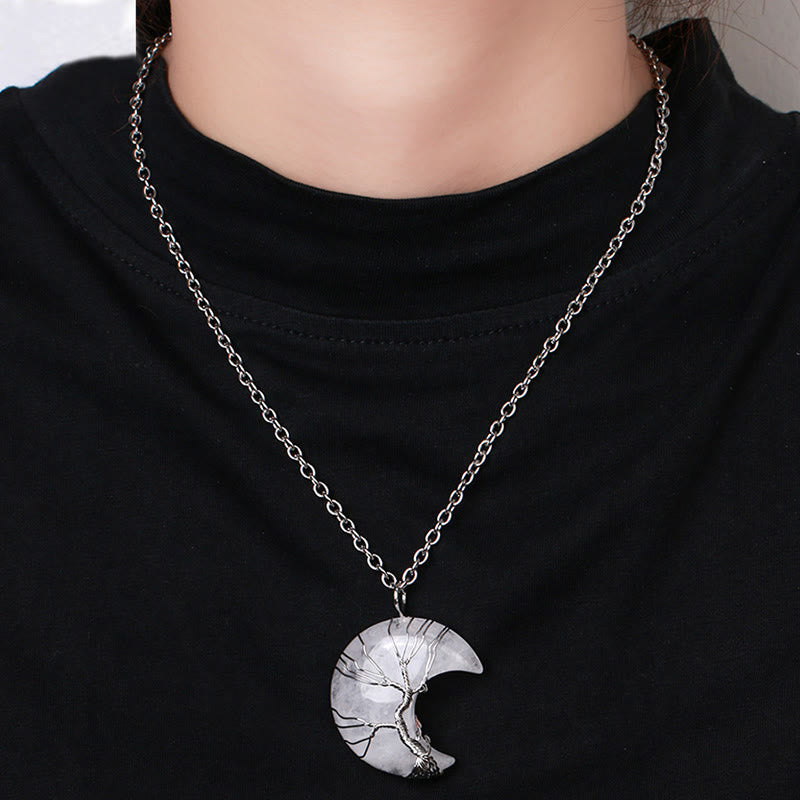 Colgante de collar de energía curativa con Buddha Stones, cristal de cuarzo Natural, Luna, árbol de la vida - image 10