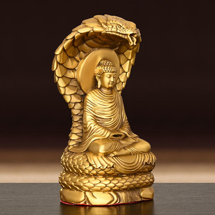 Figura de serpiente de Buddha Stones Shakyamuni, estatua de cobre de serenidad, decoración para el hogar