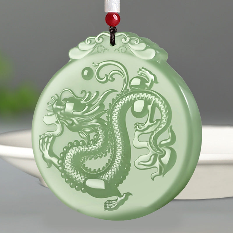 Buddha Stones Dragón del Zodíaco Chino Jade Suerte Collar Colgante de Cadena - Jade - image 1