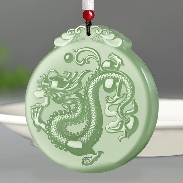 Buddha Stones Dragón del Zodíaco Chino Jade Suerte Collar Colgante de Cadena - Jade - image 1