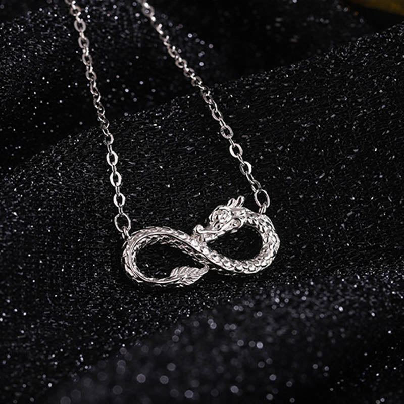 Colgante de plata de ley 999 con Buddha Stones, diseño del año del dragón, con nudo sin fin