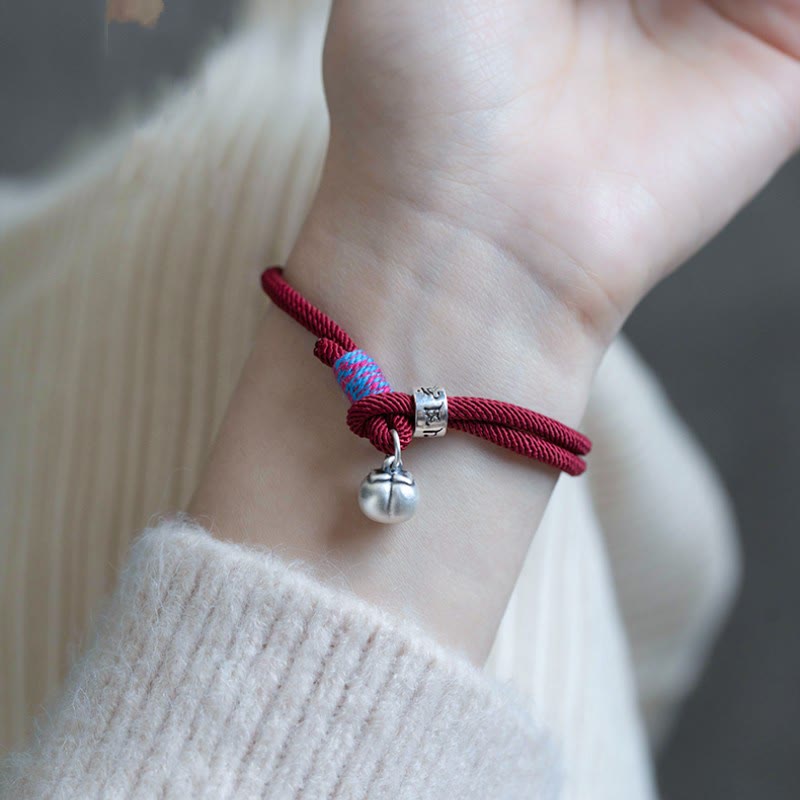 Pulsera trenzada de plata de ley 925 con Buddha Stones, Om Mani Padme Hum tibetano hecho a mano, amuleto de caqui, protección de la suerte