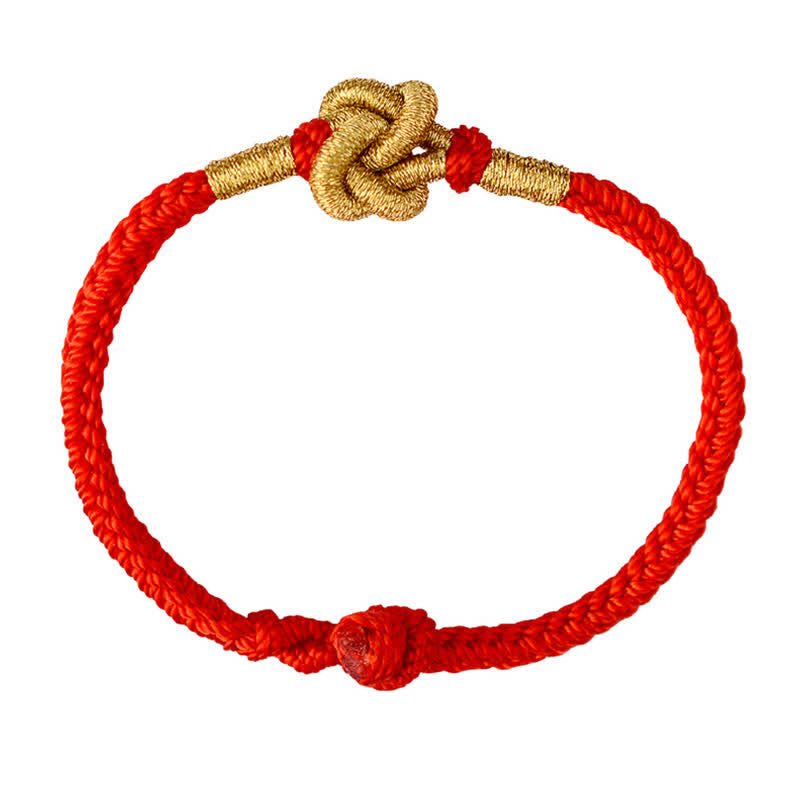 Pulsera de cuerda trenzada de fuerza de la suerte anudada china de diseño simple hecha a mano