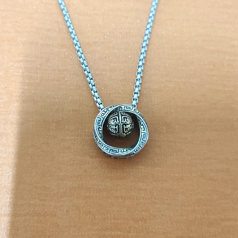 Colgante de collar de riqueza de cobre con cuentas de la suerte Mobius de Buddha Stones
