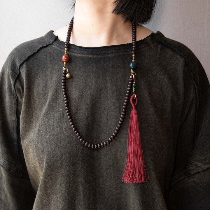 Buddha Stones 108 cuentas de Mala Natural Tíbet púrpura semilla de Bodhi pulsera auspiciosa