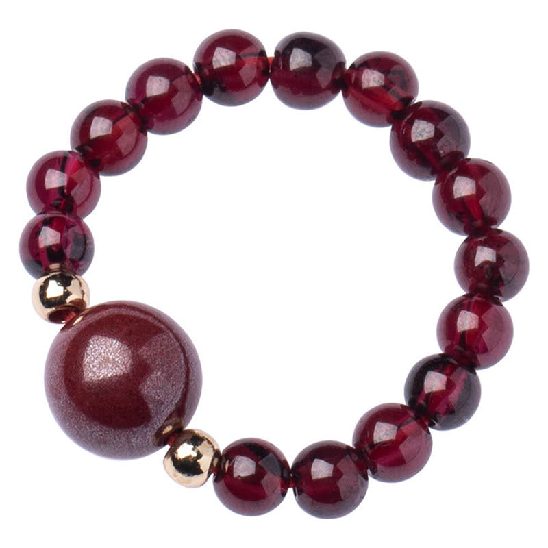 Anillo de protección de rosa con Buddha Stones , granate, cinabrio, PiXiu Om Mani Padme Hum