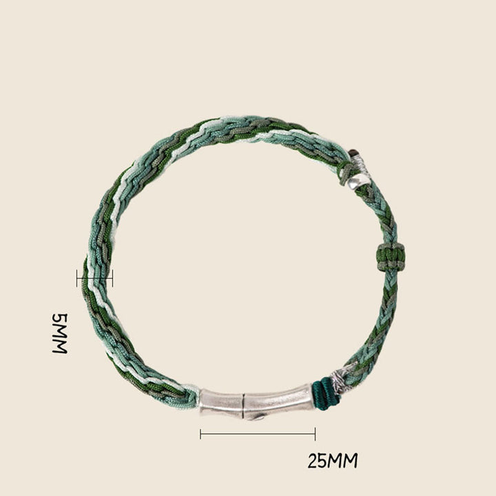 Pulsera de hilo de protección de la suerte con nudo de reencarnación de bambú de plata de ley 925
