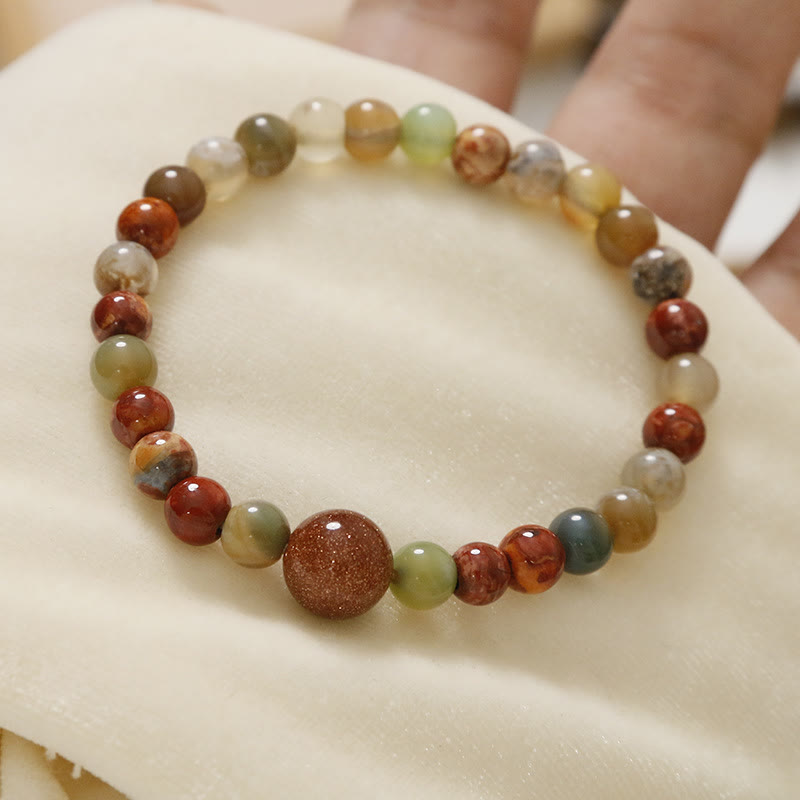 Pulsera de protección de ágata jaspe de sedimento marino de piedra natural de Buddha Stones