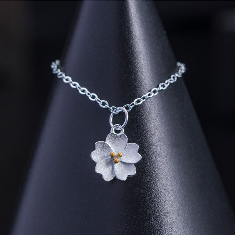 Colgante de plata de ley 925 con Buddha Stones , flor de cerezo, bendición de flores