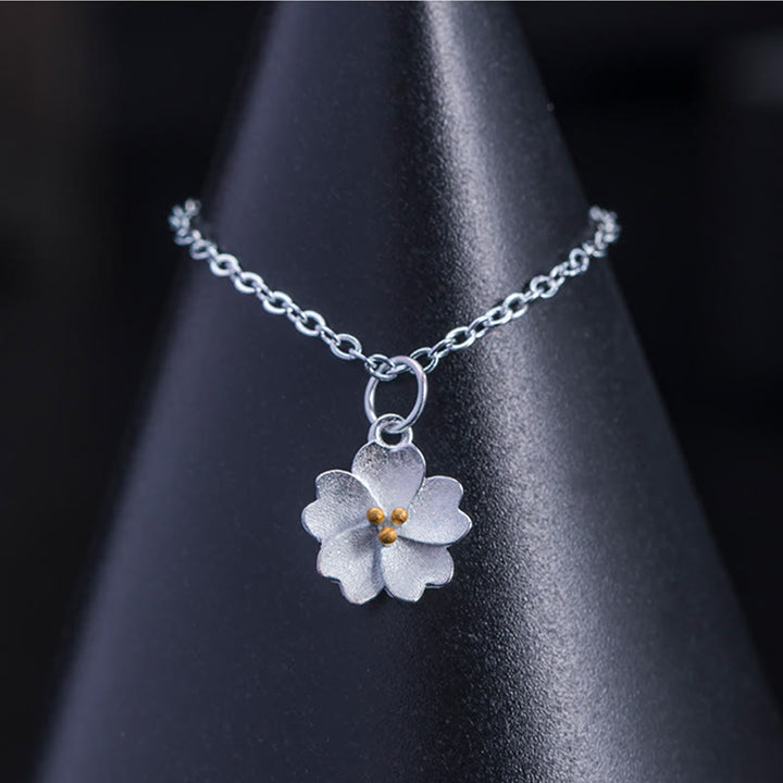 Colgante de plata de ley 925 con Buddha Stones , flor de cerezo, bendición de flores