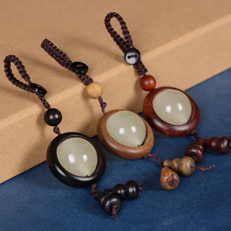 Buddha Stones, sándalo rojo, madera de ébano, sándalo verde, cuentas luminosas de la suerte, calabaza, llavero de la paz
