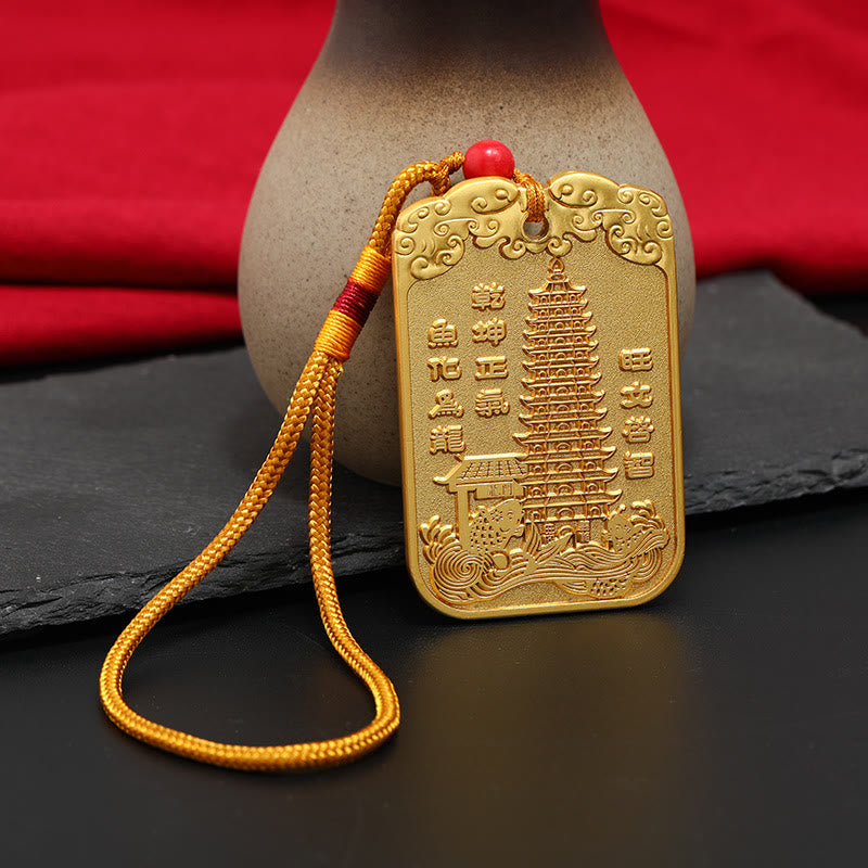 Buddha Stones Feng Shui, estrella auspiciosa, pluma Wenchang, Pagoda, pez Koi, decoración colgante para coche