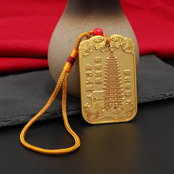 Buddha Stones Feng Shui, estrella auspiciosa, pluma Wenchang, Pagoda, pez Koi, decoración colgante para coche