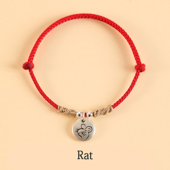 Pulsera trenzada de la suerte del zodíaco chino, hecha a mano, de plata de ley 999 con Buddha Stones, año del dragón