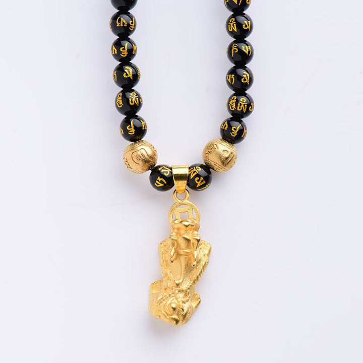 Collar de riqueza PiXiu de obsidiana FengShui