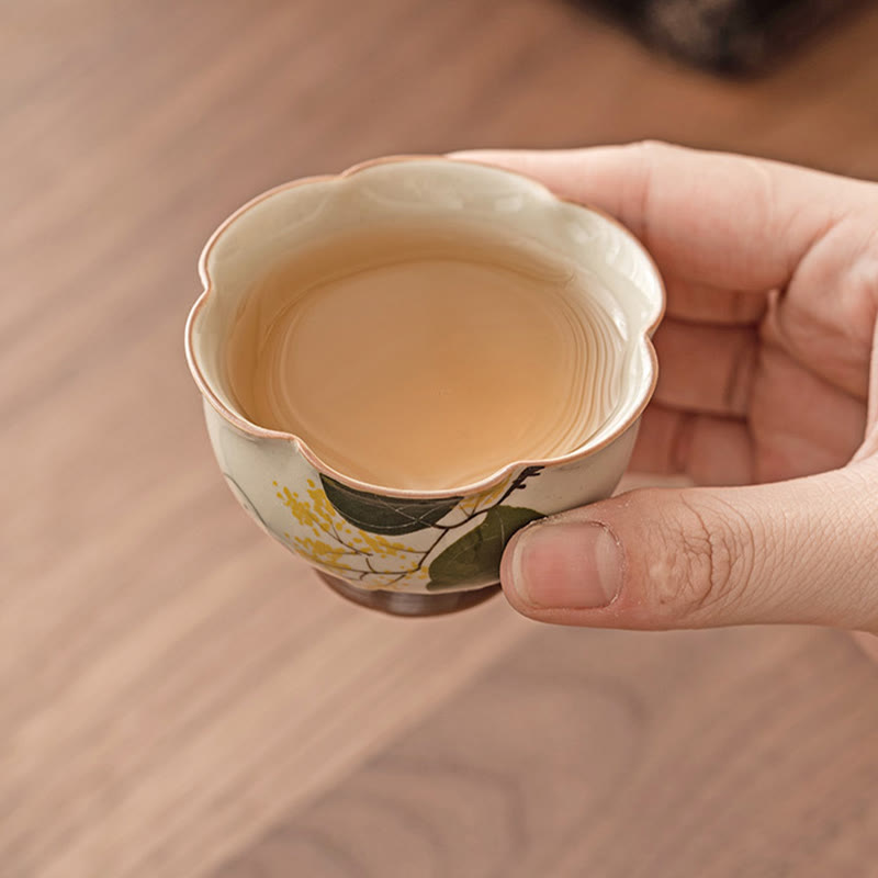 Buddha Stones pintadas a mano, taza de té de cerámica con conejo Osmanthus pequeño, taza de té de Kung Fu, 40ml