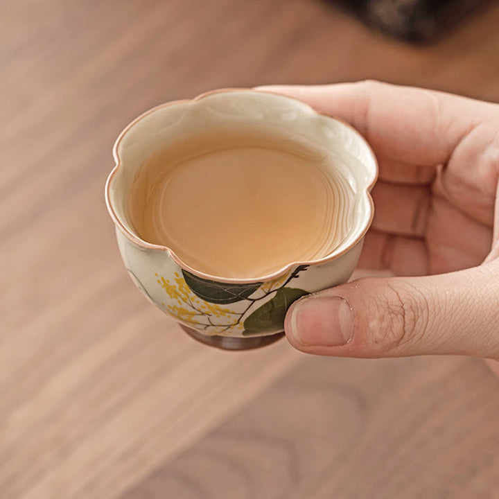 Buddha Stones pintadas a mano, taza de té de cerámica con conejo Osmanthus pequeño, taza de té de Kung Fu, 40ml