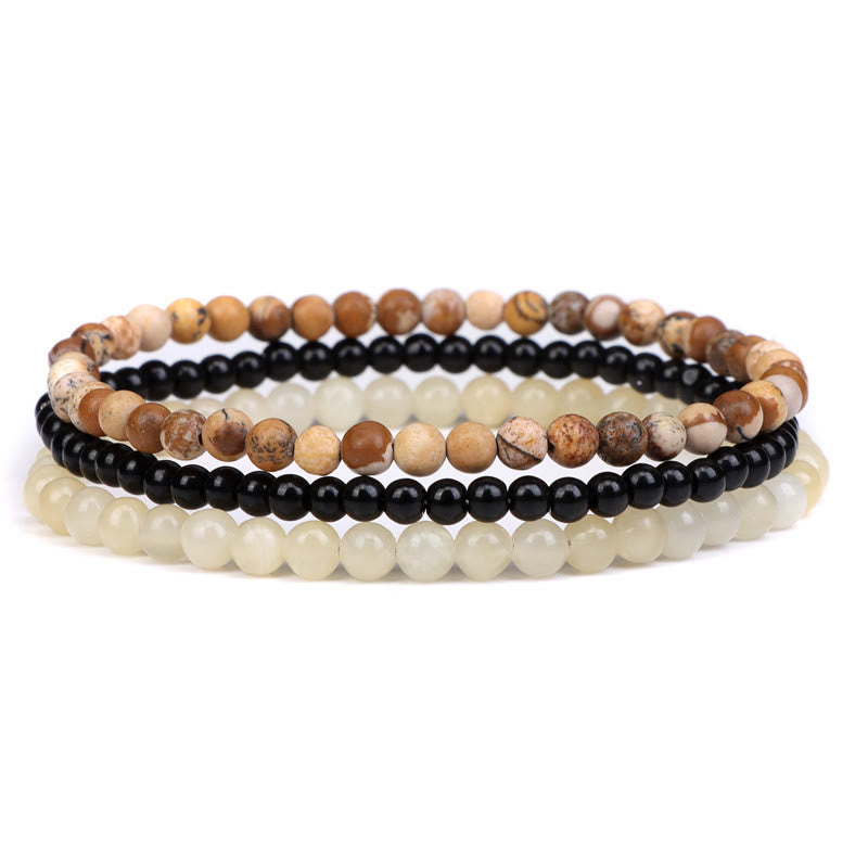 Buddha Stones 3 piezas de piedra de cristal natural paz interior pulsera espiritual