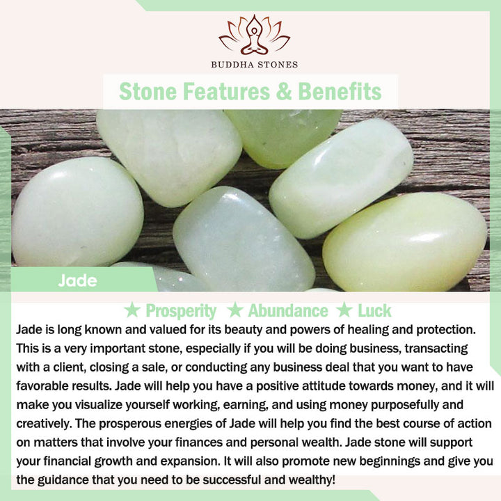 Pendientes colgantes de prosperidad de jade con luna creciente y Buddha Stones