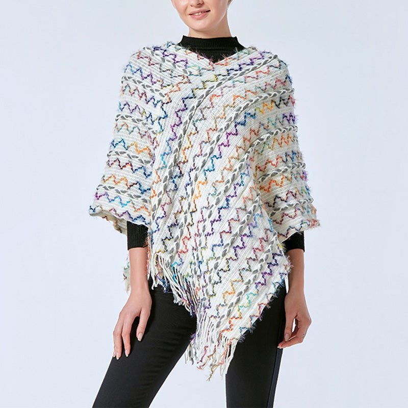 Buddha Stones tibetano colorido chal a rayas borlas jersey invierno acogedor viaje bufanda abrigo