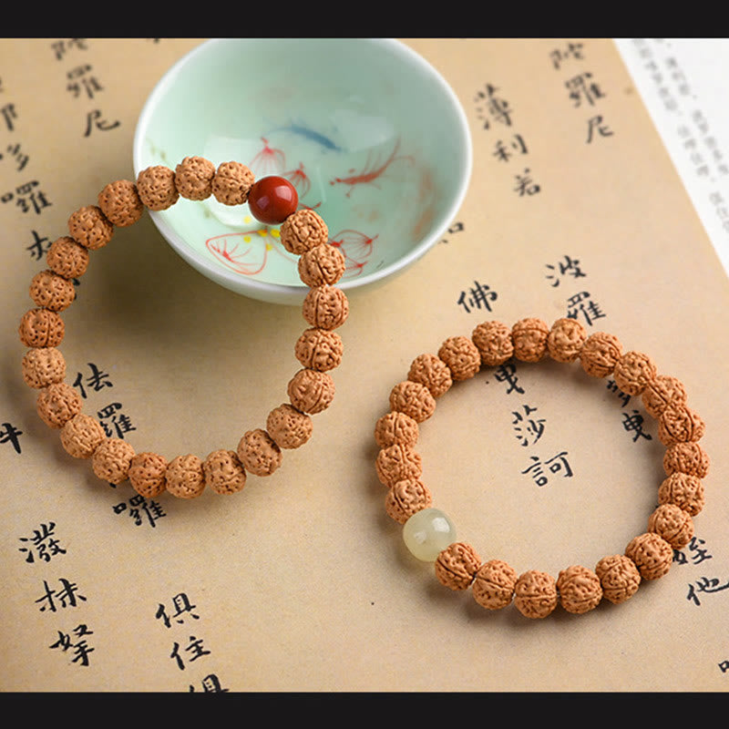 Buddha Stones Tíbet Rudraksha Bodhi Semilla Riqueza Pulsera auspiciosa