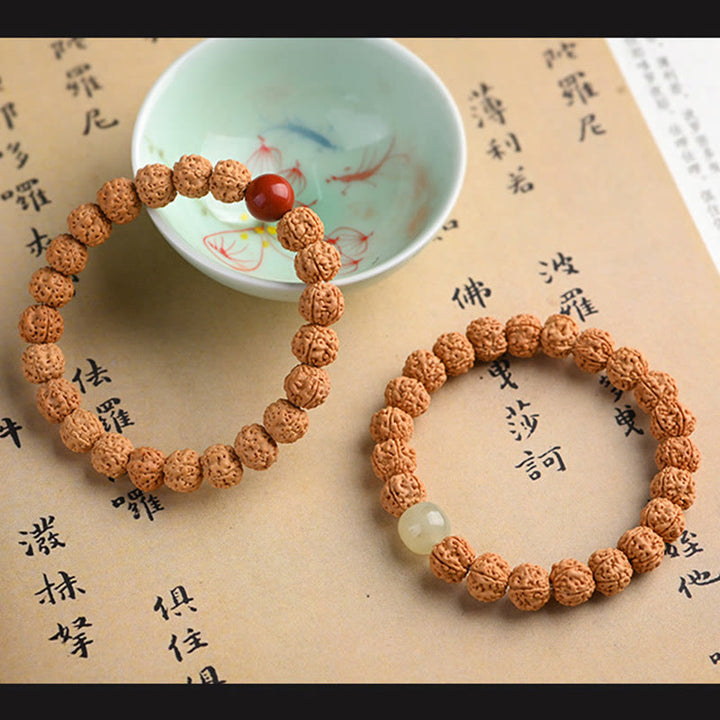 Buddha Stones Tíbet Rudraksha Bodhi Semilla Riqueza Pulsera auspiciosa