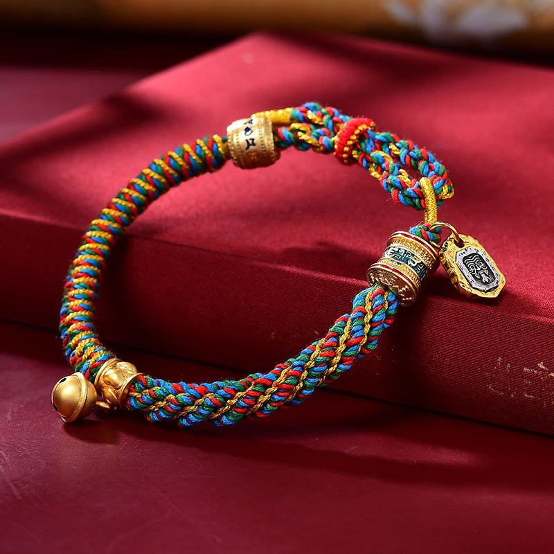 Buddha Stones tibetano Om Mani Padme Hum tallado Zakiram diosa de la riqueza amuleto pulsera - Multicolor (circunferencia de muñeca 14-20 cm) - image 1