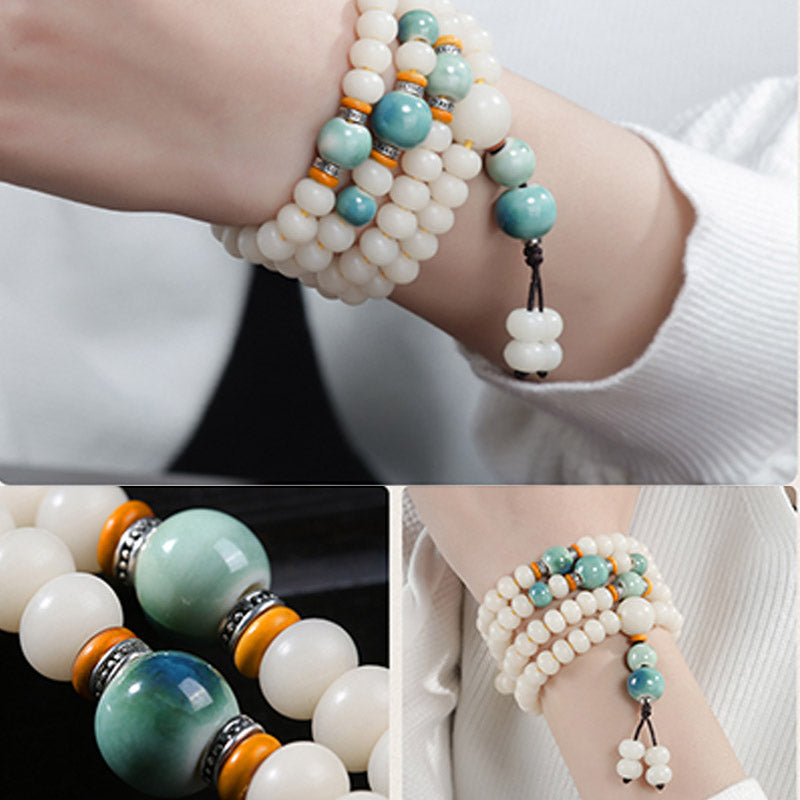 Pulsera con dijes de bendición de loto con cuentas de semillas Bodhi de Buddha Stones