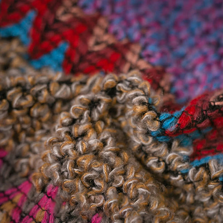 Buddha Stones, capa cálida tejida, bufanda con borlas tibetanas