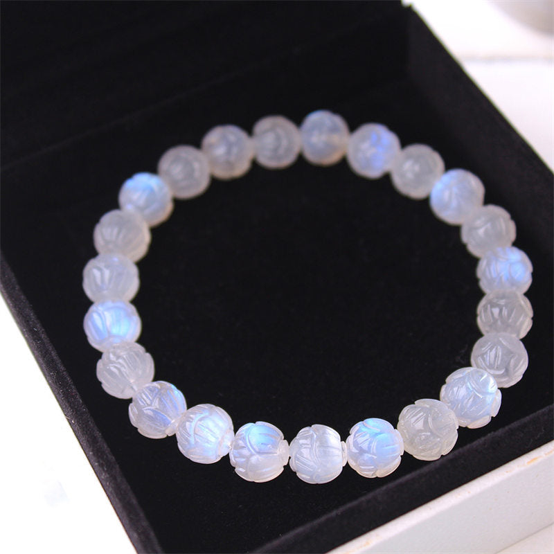 Pulsera de amor de loto de piedra lunar natural de Buddha Stones