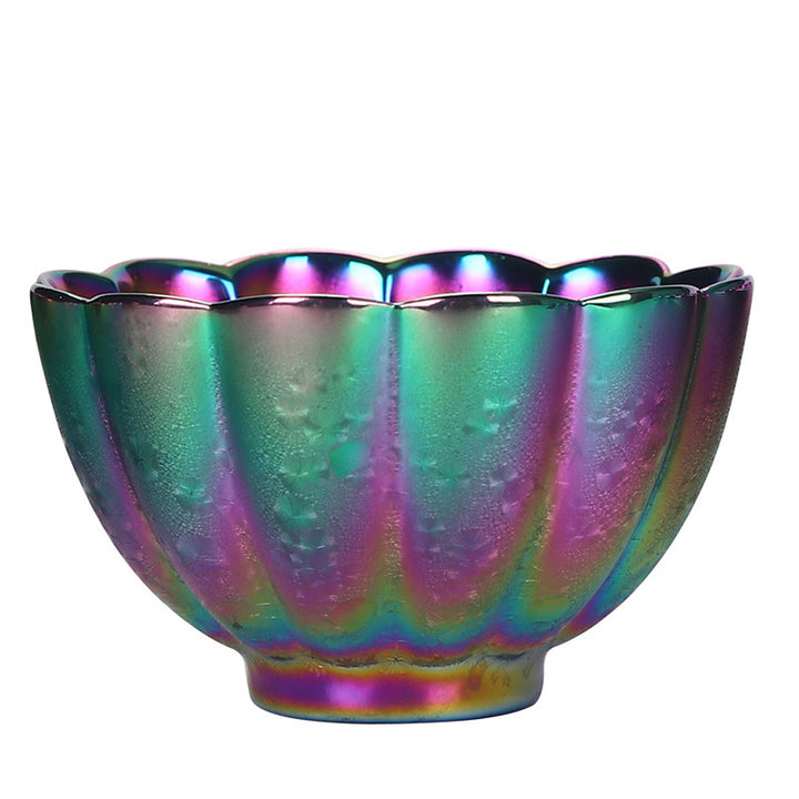 Taza de té de cerámica Jianzhan, cuenco de té de Kung Fu con Buddha Stones, Color arcoíris