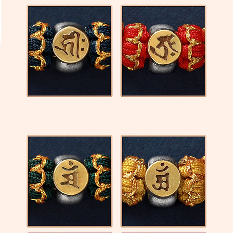 Pulsera de hilo trenzado de la suerte de plata con Buda natal del zodiaco chino de Buddha Stones