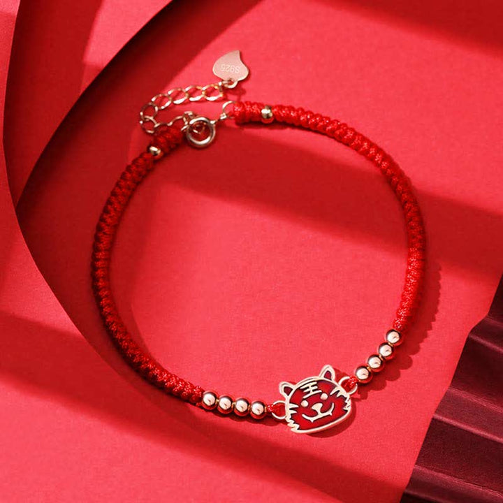 Pulsera de hilo rojo con Buddha Stones de plata de ley 925, zodíaco chino, suerte, fe, decoloración