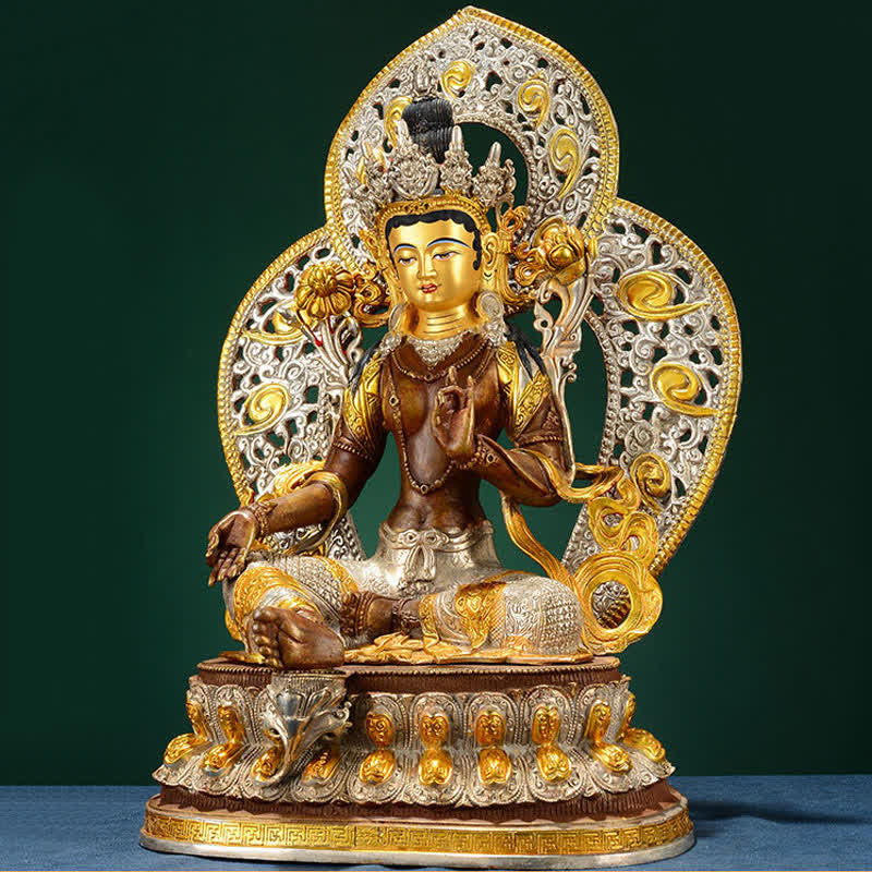 Decoración de estatua de cobre Bodhisattva Green Tara Hope